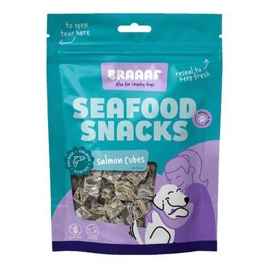 Натуральное лакомство из 100% кожи лосося Braaaf Seafood Salmon Cubes 70 г