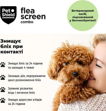 Краплі Pet Shield Flea Screen Combo для собак від бліх та кліщів (3 шт.), Small (передзамовлення)