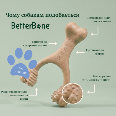 Натуральна іграшка для жування та чистки зубів BetterBone HARD, Mini, CLASSIC (гіпоалергенний)