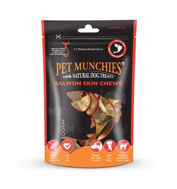 Натуральное лакомство для собак из 100% кожи лосося Pet Munchies Medium Salmon Skin Chews 90 г